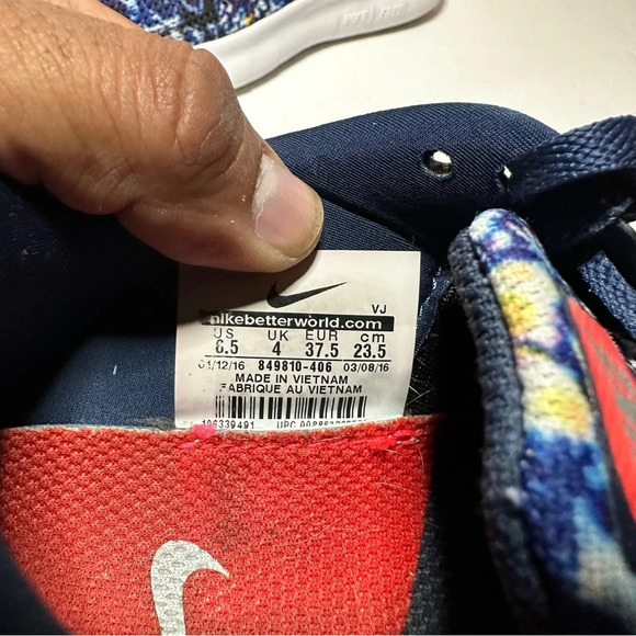 Nike Free Womens Running Shoes Size 6.5 RN 849810-406 Blue Mesh Trail 21 Box 7 - Picture 8 of 9